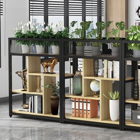 パーテーション 観葉植物棚付き可動式間仕切り収納ラック