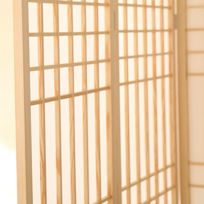 パーテーション 和風格子組子細工木製衝立四連パーテーション