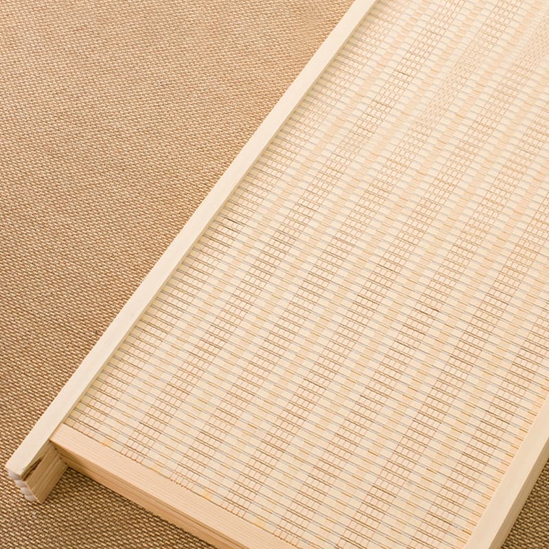 パーテーション 天然木フレーム編み込み四連折りたたみ