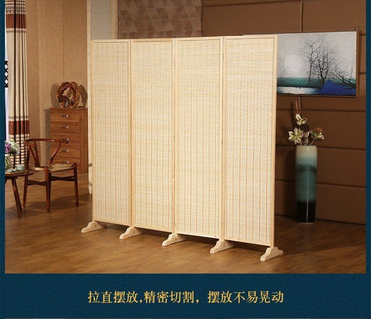 パーテーション 天然竹編み六連木製折りたたみ衝立