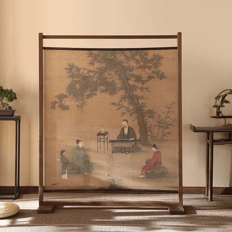 パーテーション 東洋古典絵巻木製間仕切り衝立