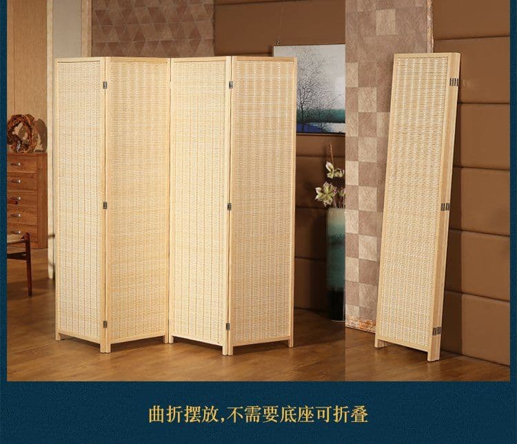 パーテーション 天然竹編み六連木製折りたたみ衝立
